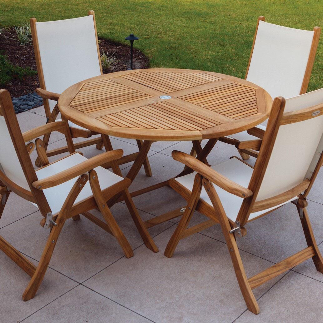 Royal Teak Collection Sailor 47 Inch Round Teak Folding Patio Dining Table - On the Patio thumbnail