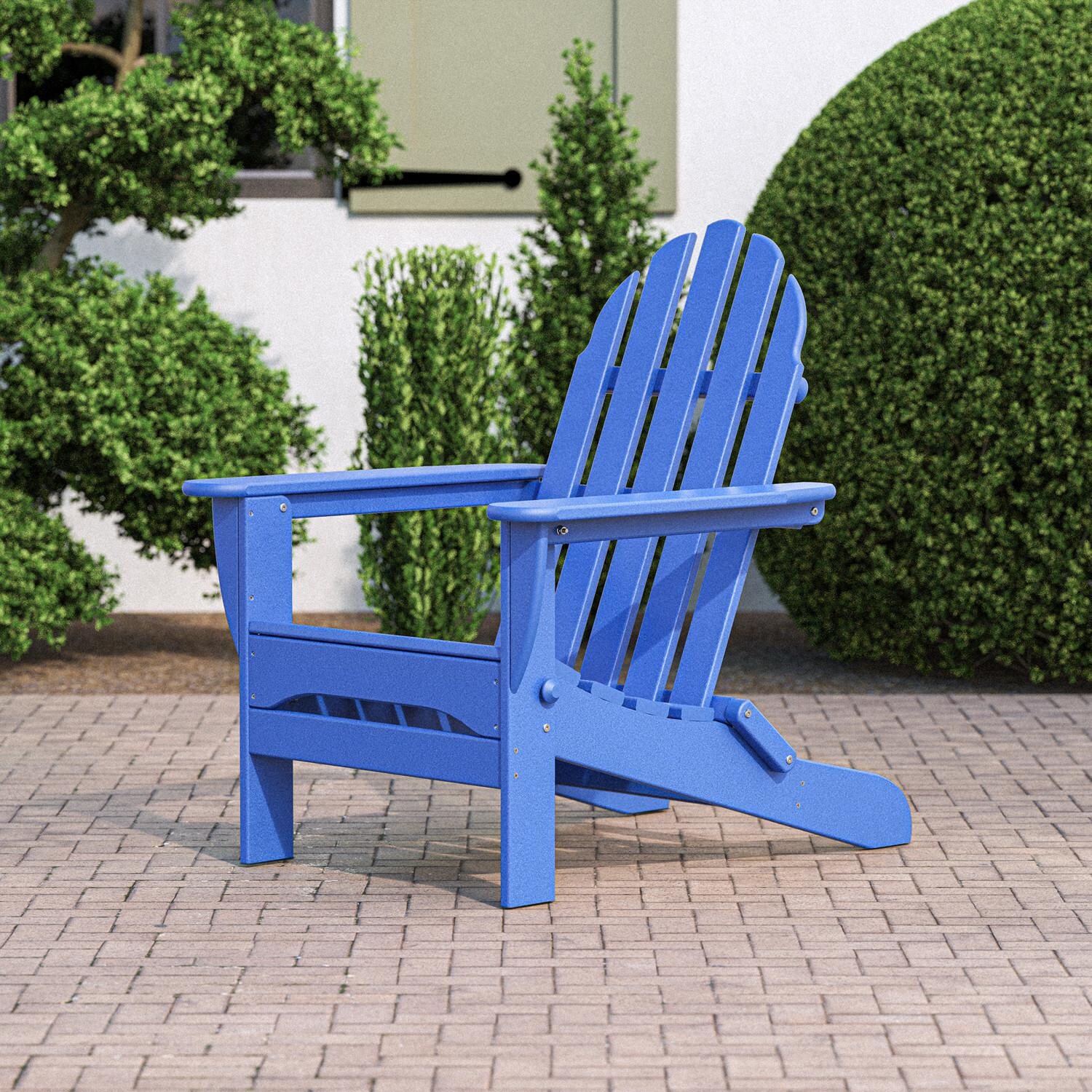 Classic Adirondack Recycled Plastic Folding Adirondack in Pacific Blue by POLYWOOD