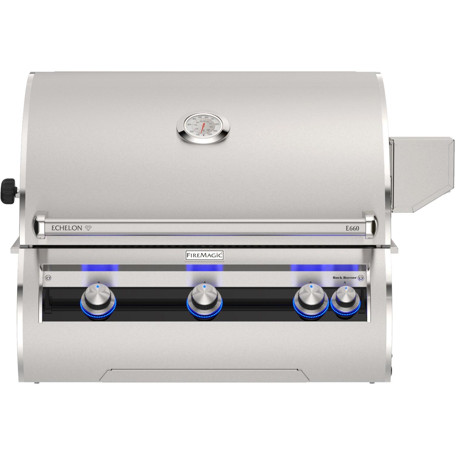 Fire Magic E660I-9LAN 30-Inch Built-In Natural Gas Grill w/ Rotisserie, Left Side Infrared Burner & Analog Thermometer - White Background thumbnail