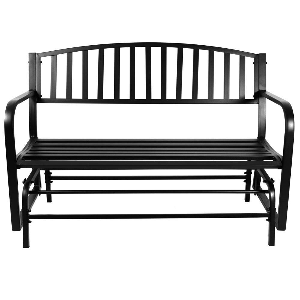 Ultimate Patio 50-Inch Black Steel Patio Glider Bench - Front View thumbnail