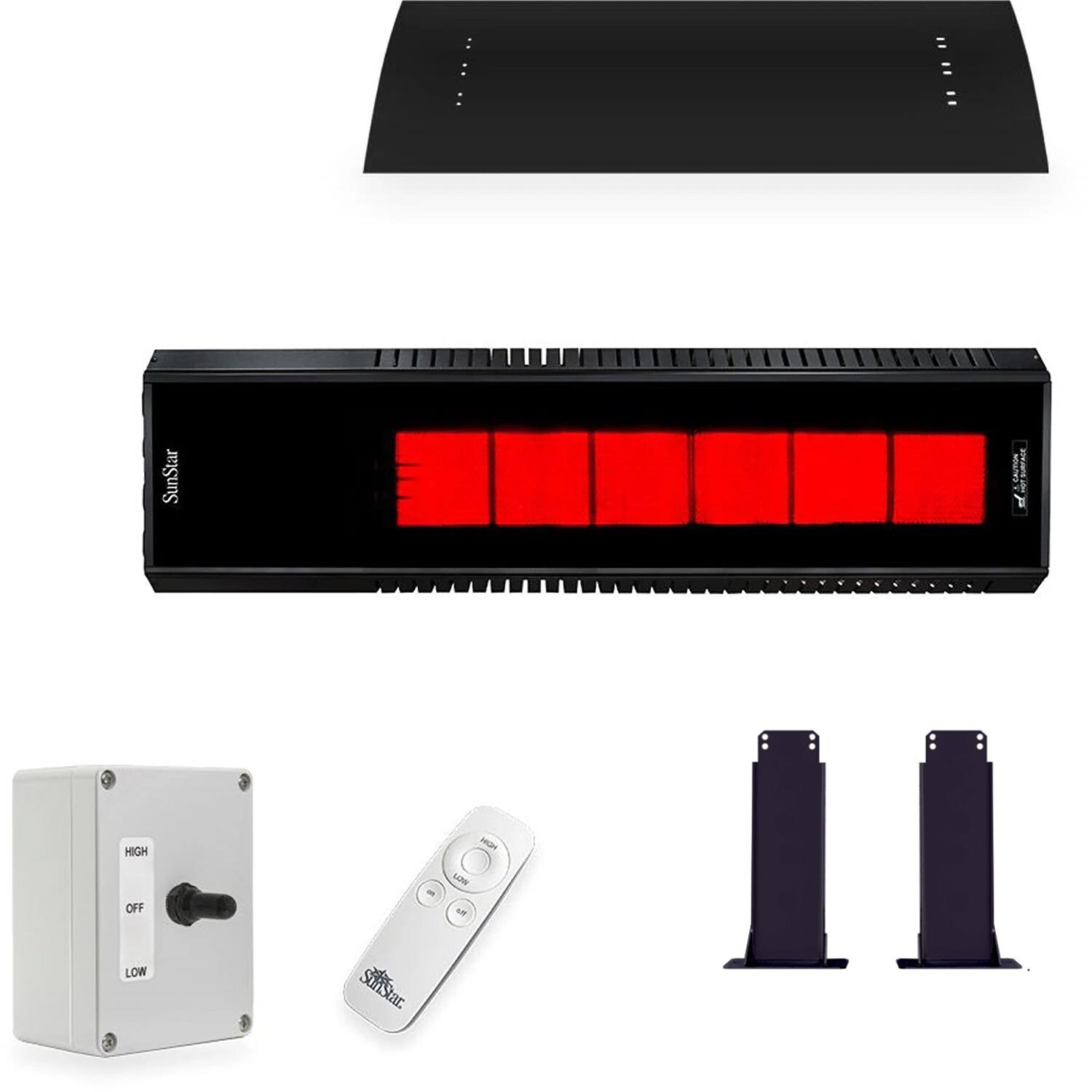 SunStar GLASS 48-Inch 35,000 BTU Natural Gas Patio Heater W/ Remote, Fixed Mounting Kit, & Heat Shield - N10 SGL0