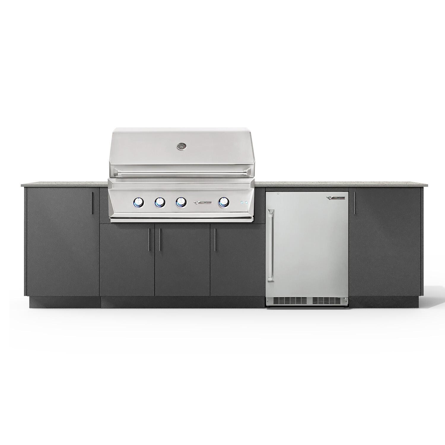 Urban Bonfire B-Horizon-42-TwinEagles-Keon-Anthracite Horizon 42 Outdoor Kitchen w/ Twin Eagles Propane Grill, Refrigerator, Keon Countertop & Anthracite Finish thumbnail