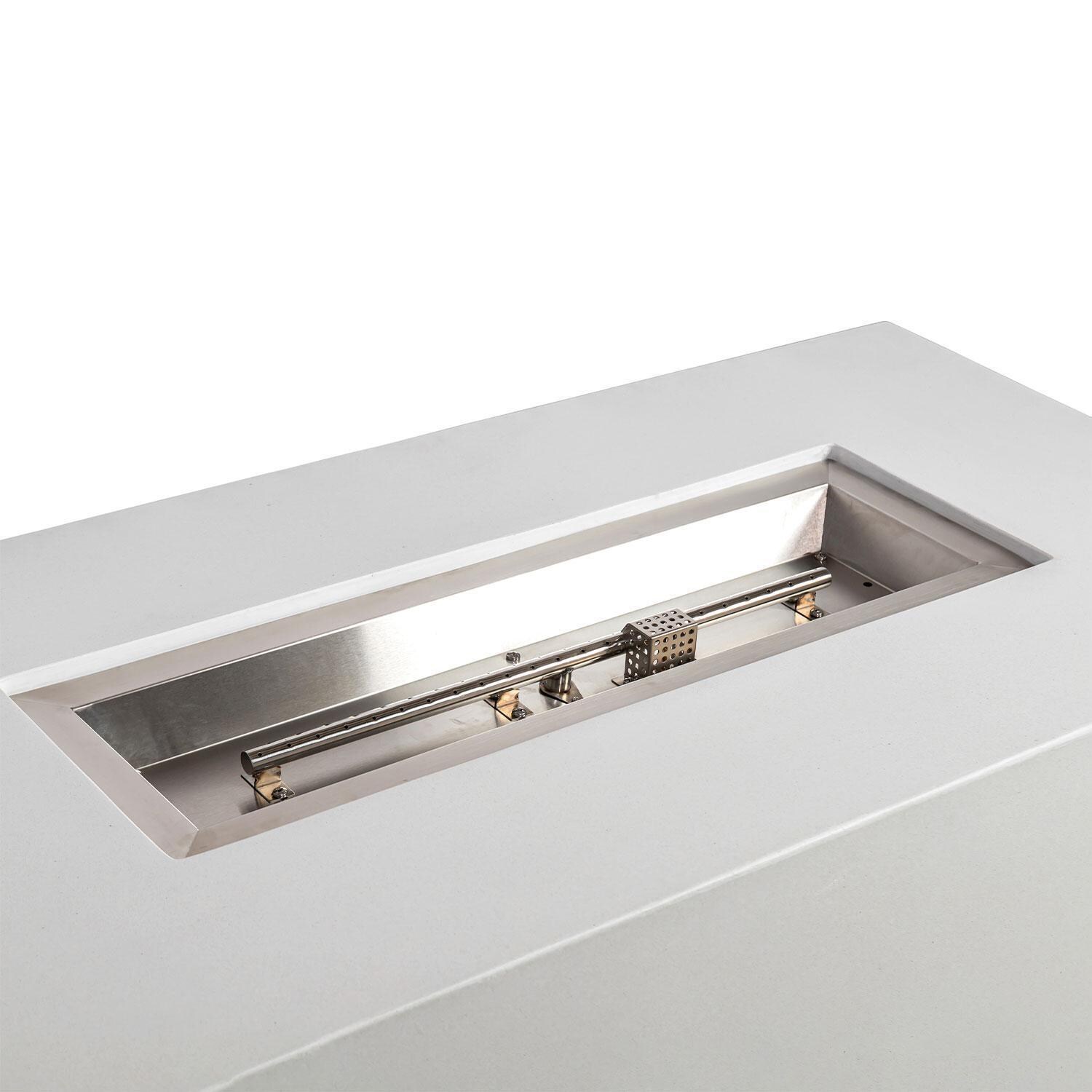 Glenwood 55-in Rectangular Concrete Propane Fire Pit in White by Lakeview Outdoor Designs - Burner - Detail thumbnail