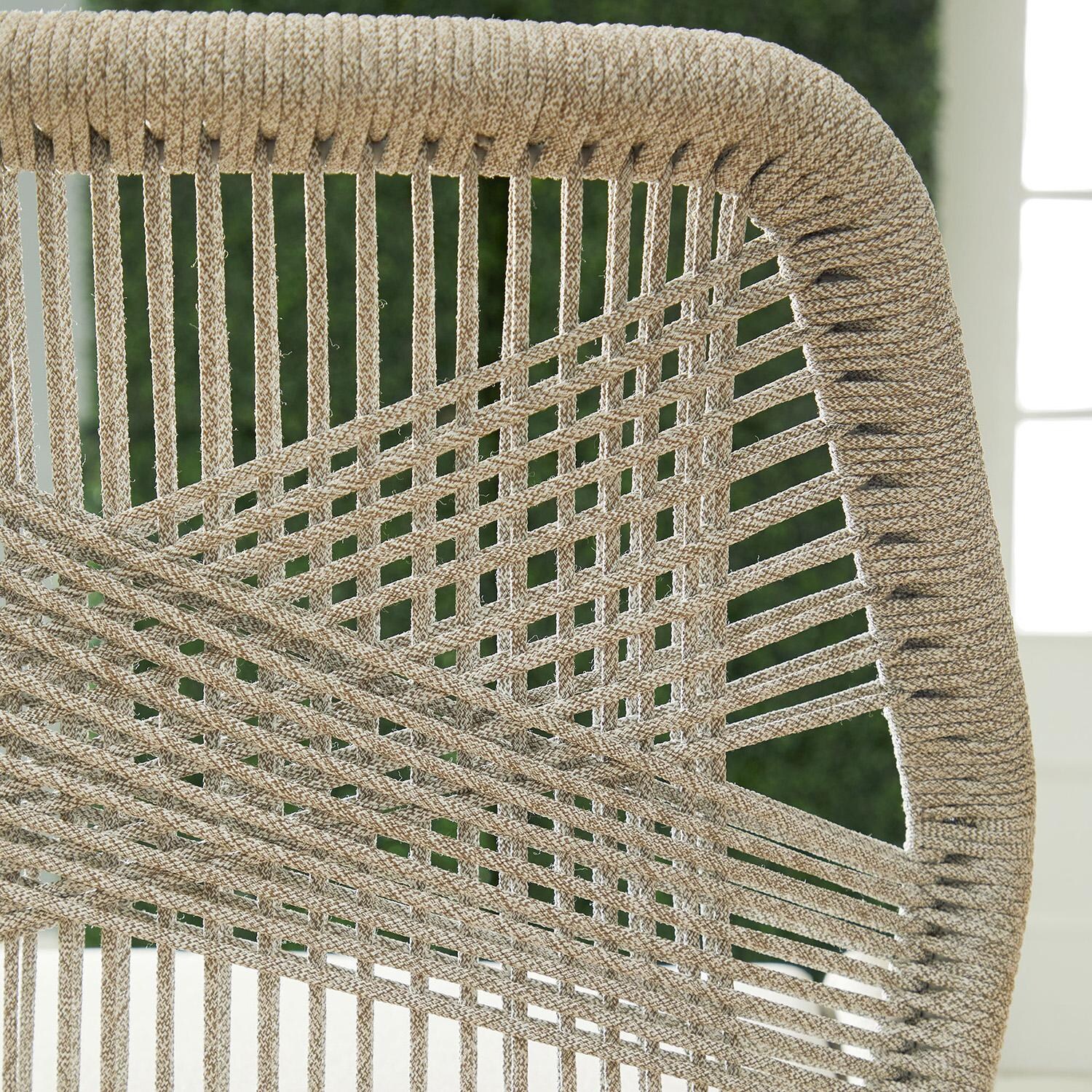 Lakeview Peninsula Way Woven Rope Bar Stool in Taupe & White - Back Detail thumbnail