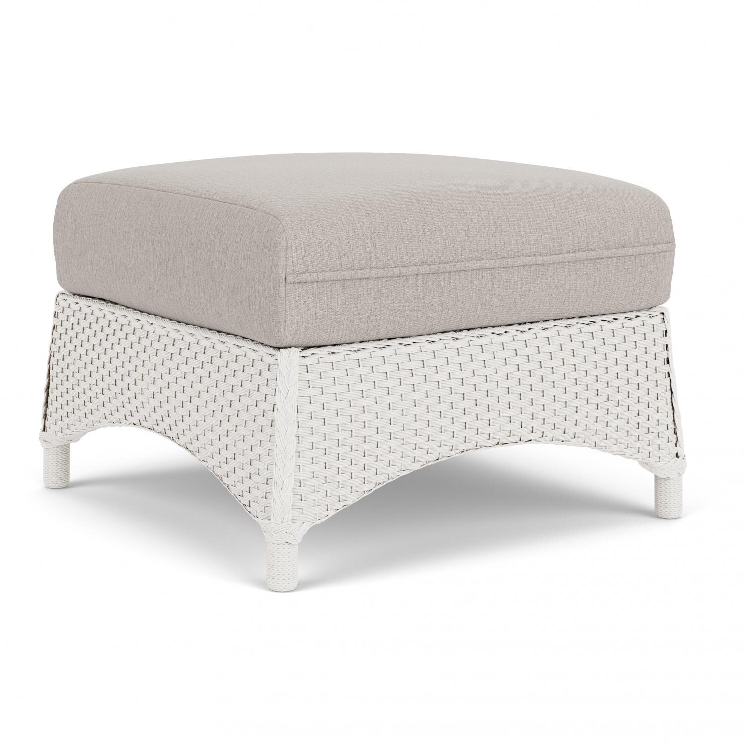 Lloyd Flanders Mandalay Ottoman in White Finish with Remy Cloud fabric - Angled thumbnail