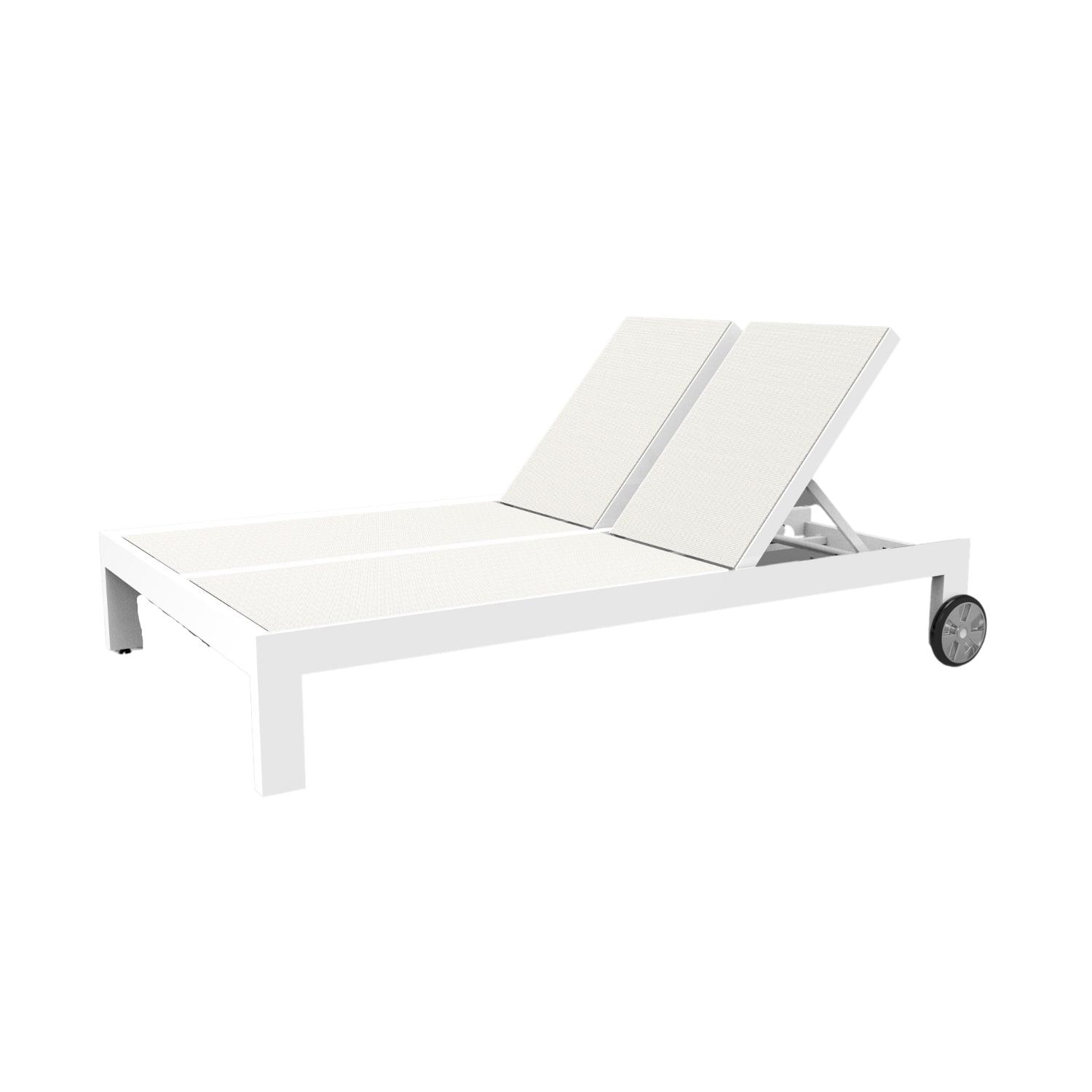 Newport Aluminum Armless Double Chaise Lounge in Frost/Frost by Sunset West