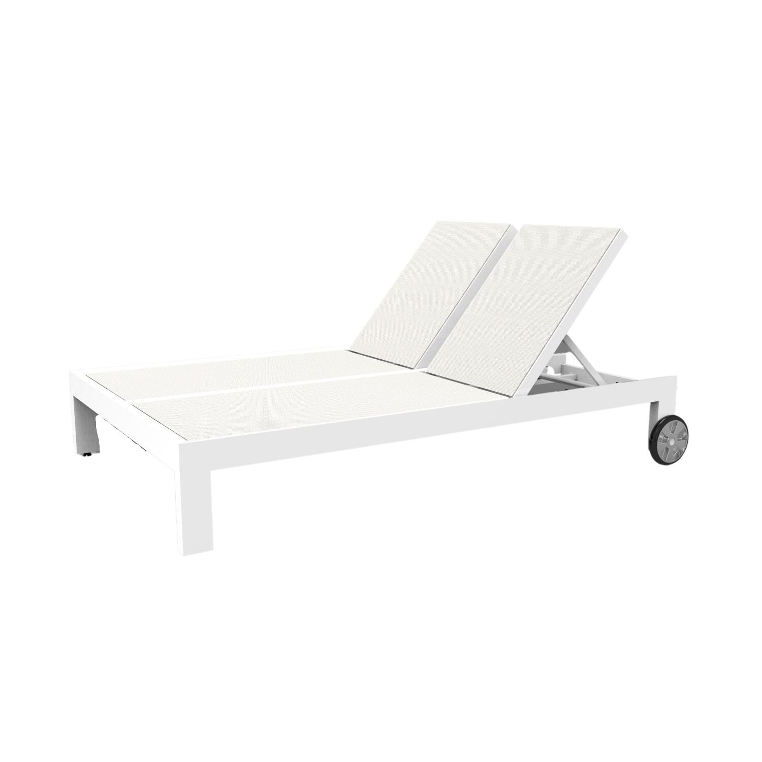 Newport Aluminum Armless Double Chaise Lounge in Frost/Frost by Sunset West