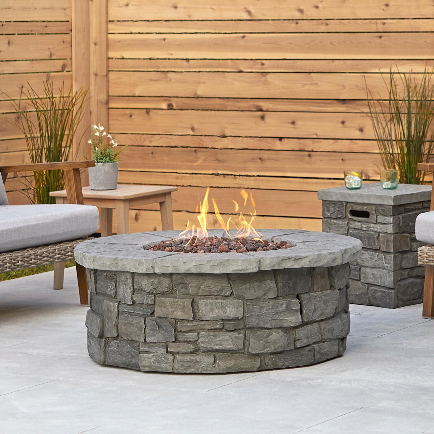 Lakeview Baywood 43-Inch Round Propane Gas Fire Table - Gray - SC-C11810LP-GRY