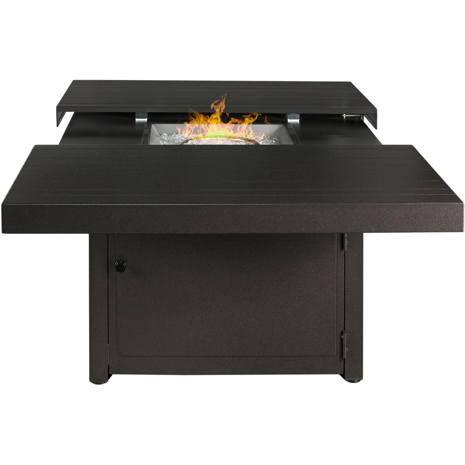 Plank and Hide 42 inch Functional Modern Square Aluminum Fire Pit in Brown - 90006-BRO-1-BRO-3 - Side Open thumbnail