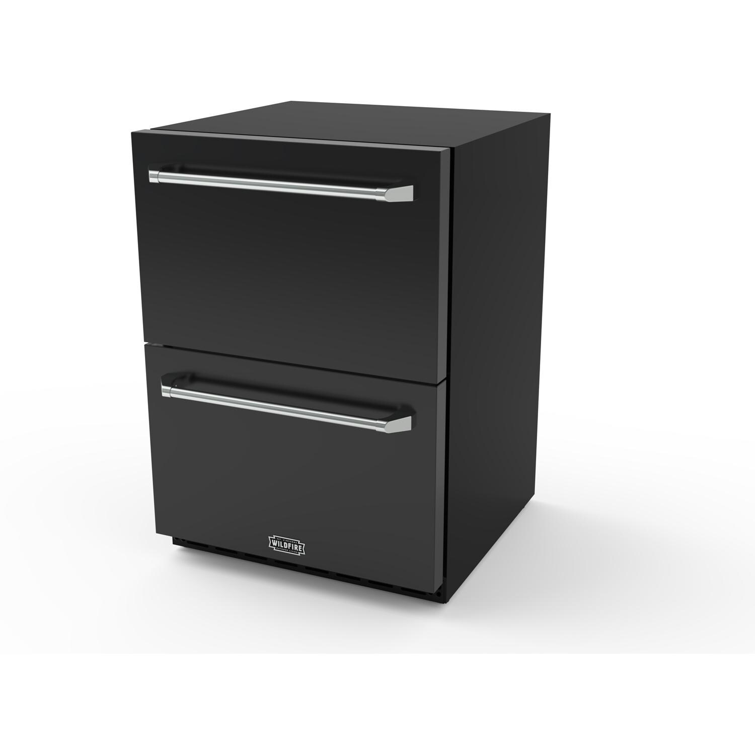 Wildfire 24 Inch Black SS Dual Drawer Refrigerator Sleeve - Angled - White Background thumbnail