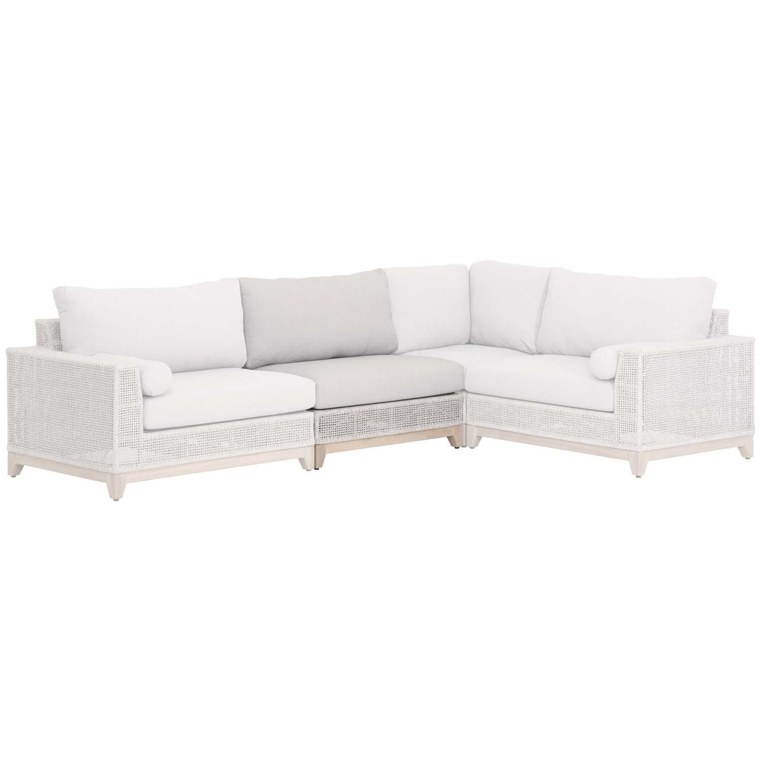 Lakeview Ranch Pointe Woven Rope Armless Sofa Chair in Taupe & White - Hightlighted in Sectional thumbnail