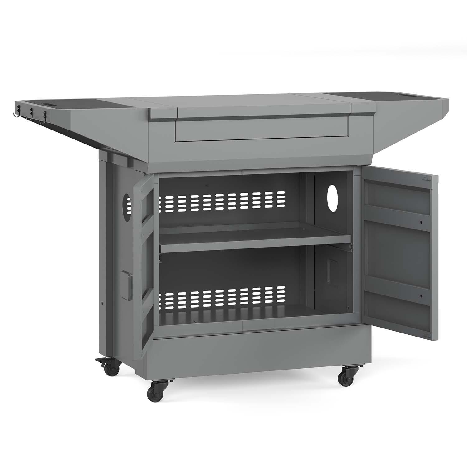 TYTUS TDT-GHS-XLCT Emberwood Prep Cart - Cabinet Open Angled View - White Background thumbnail
