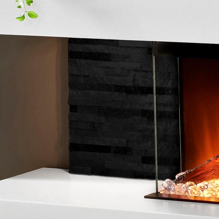 Evolution Fires EFV96BTW Vegas 96-Inch Wall Mount Electric Fireplace - Stone Tiles thumbnail