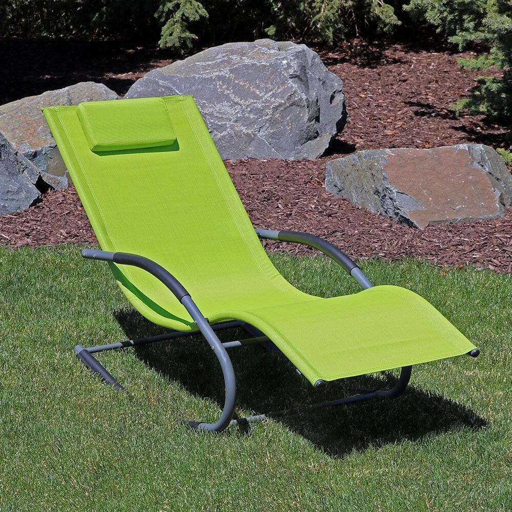Ultimate Patio Rocking Wave Lounger W/ Pillow - Green - Lifestyle thumbnail