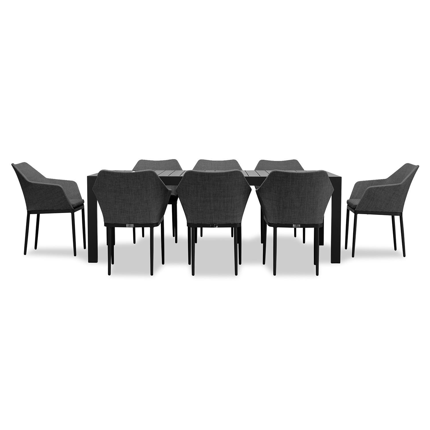 Starlook Bay 8 Seat Rectangular Dining Table in Black by Lakeview - Front View - White Background thumbnail