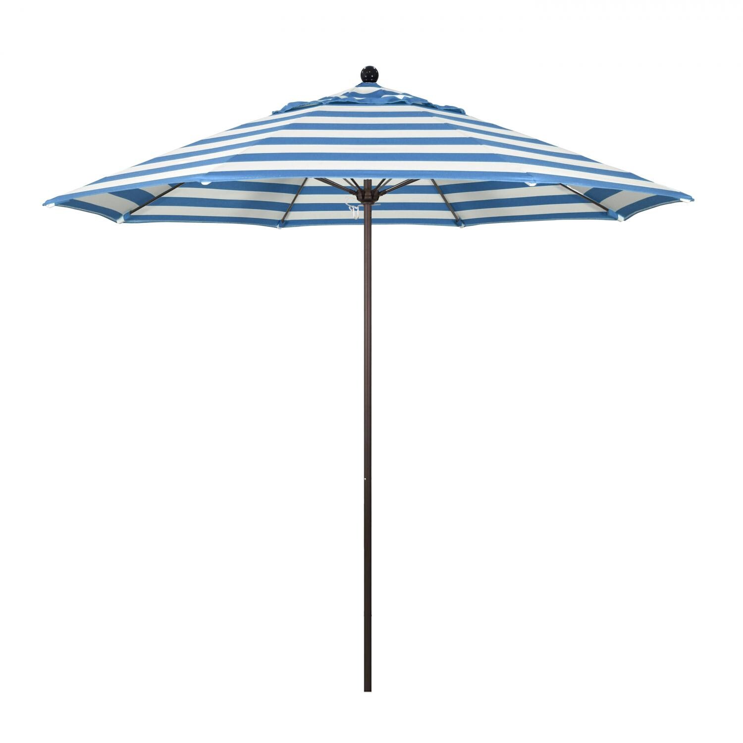 California Umbrella Venture Series 9 Ft Octagonal Aluminum Patio Umbrella W/ Push Lift & Fiberglass Ribs - Bronze Frame / Sunbrella Cabana Regatta Canopy thumbnail