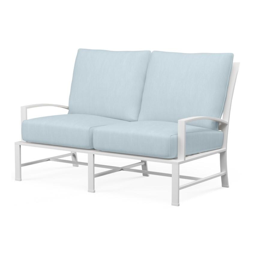 Bristol Aluminum Loveseat in White/Canvas Skyline by Sunset West