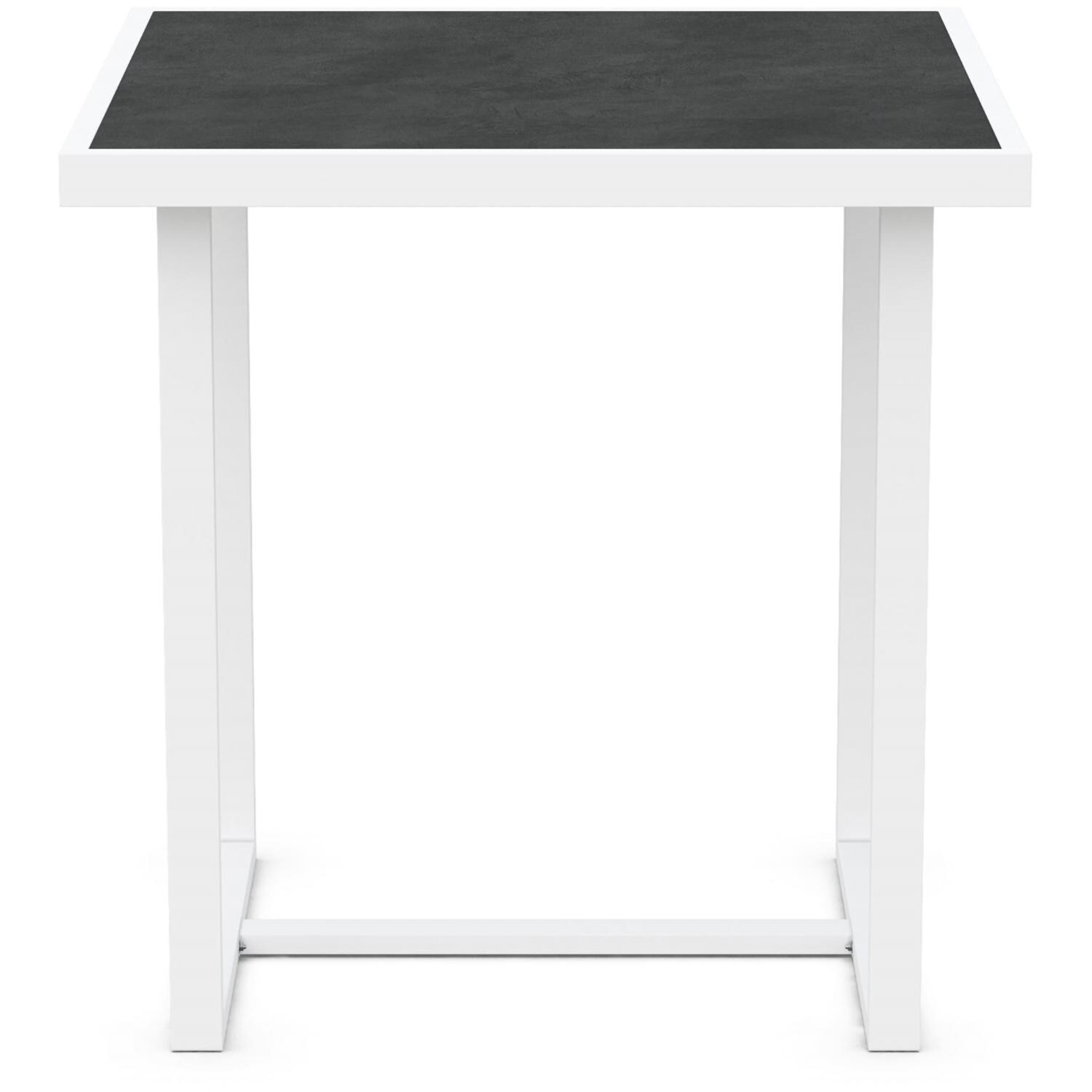 Azzurro Living Pavia 35 Inch White Aluminum Counter Table W/ Micron Dekton Top - Front - White Background thumbnail