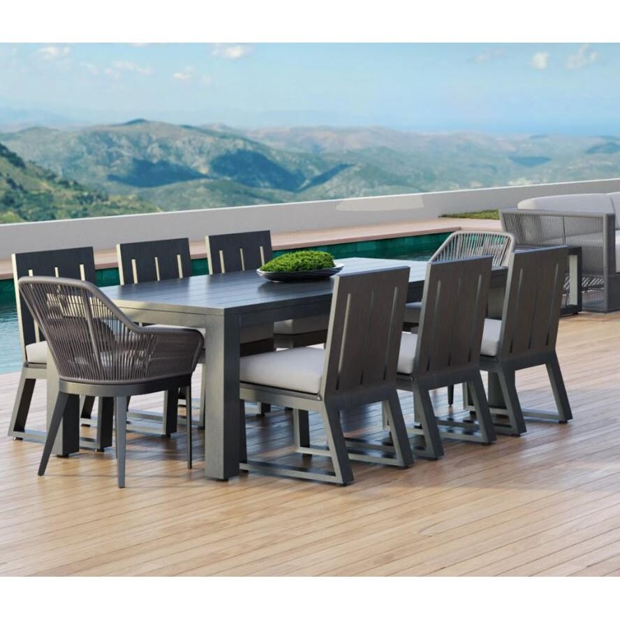 Redondo 4 Piece Aluminum Patio Dining Side Chair Set W/ Sunbrella Cast Silver Cushions By Sunset West - Lifestyle thumbnail