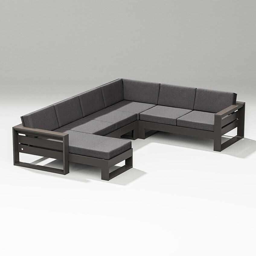 Latitude 5 Person Sectional Sofa in Vintage Coffee/Ash Charcoal By PW Designer Series - Display - White Background thumbnail