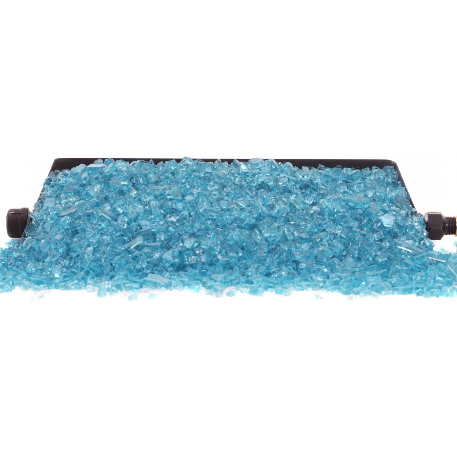 Peterson Real Fyre Glass 24 Inch Azuria Outdoor Fire Glass Set With Vented Natural Gas Stainless G45 Burner - Shown Without Flames thumbnail