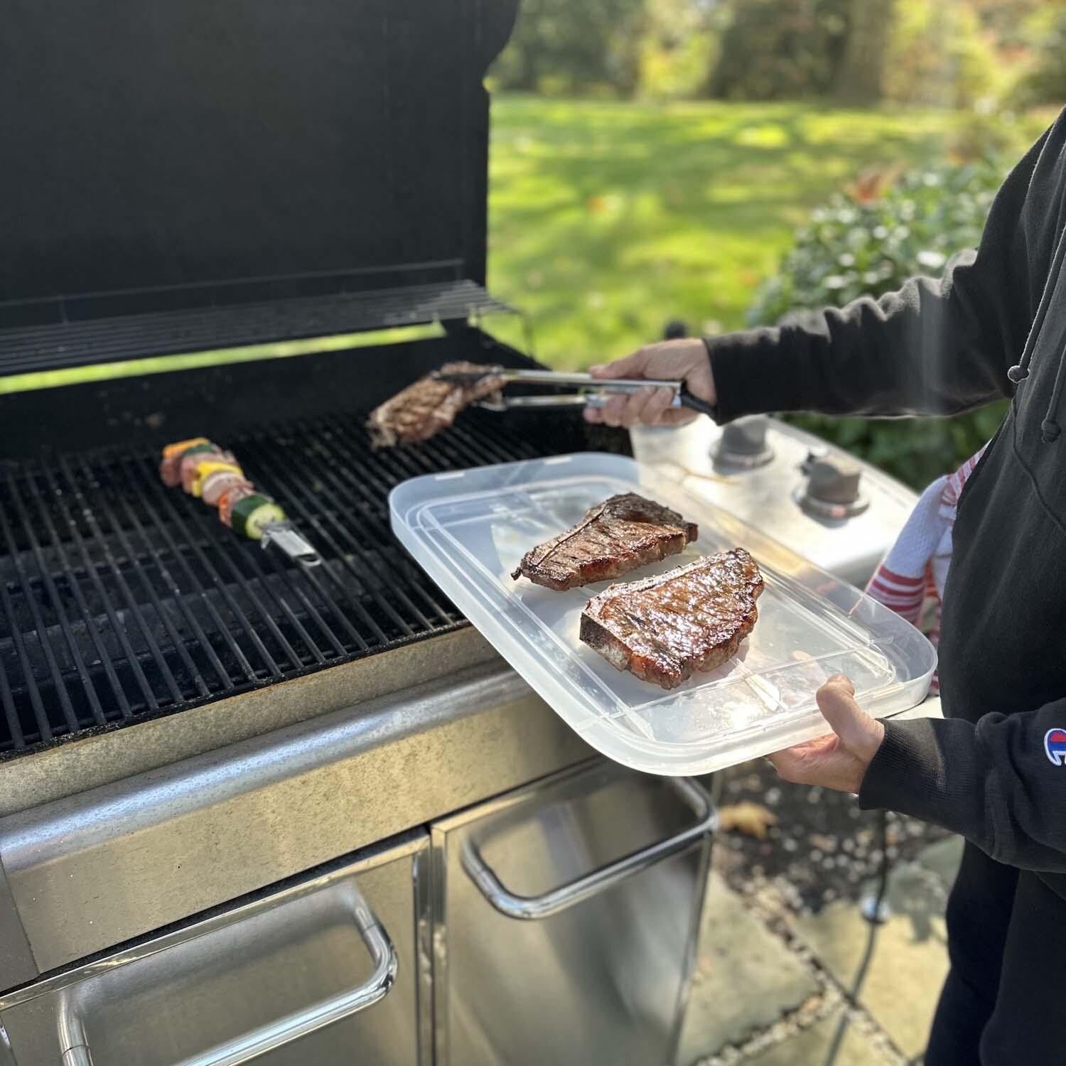 Outset 76204 Grill Prep Tray with Lid - Lifestyle thumbnail