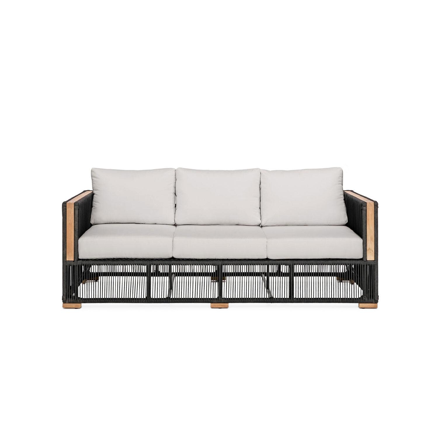 Pelican View 3 Person Woven Rope Sofa in Silver by Lakeview Outdoor Designs - White Background thumbnail