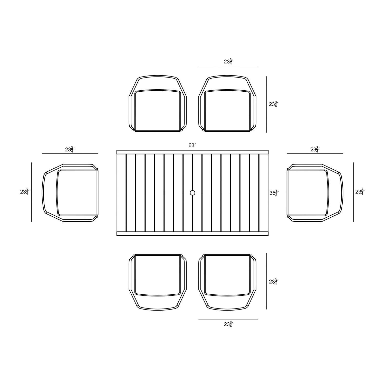 Starlook Bay 6 Seat Rectangular Dining Table in Black by Lakeview - Dimensional 2 thumbnail
