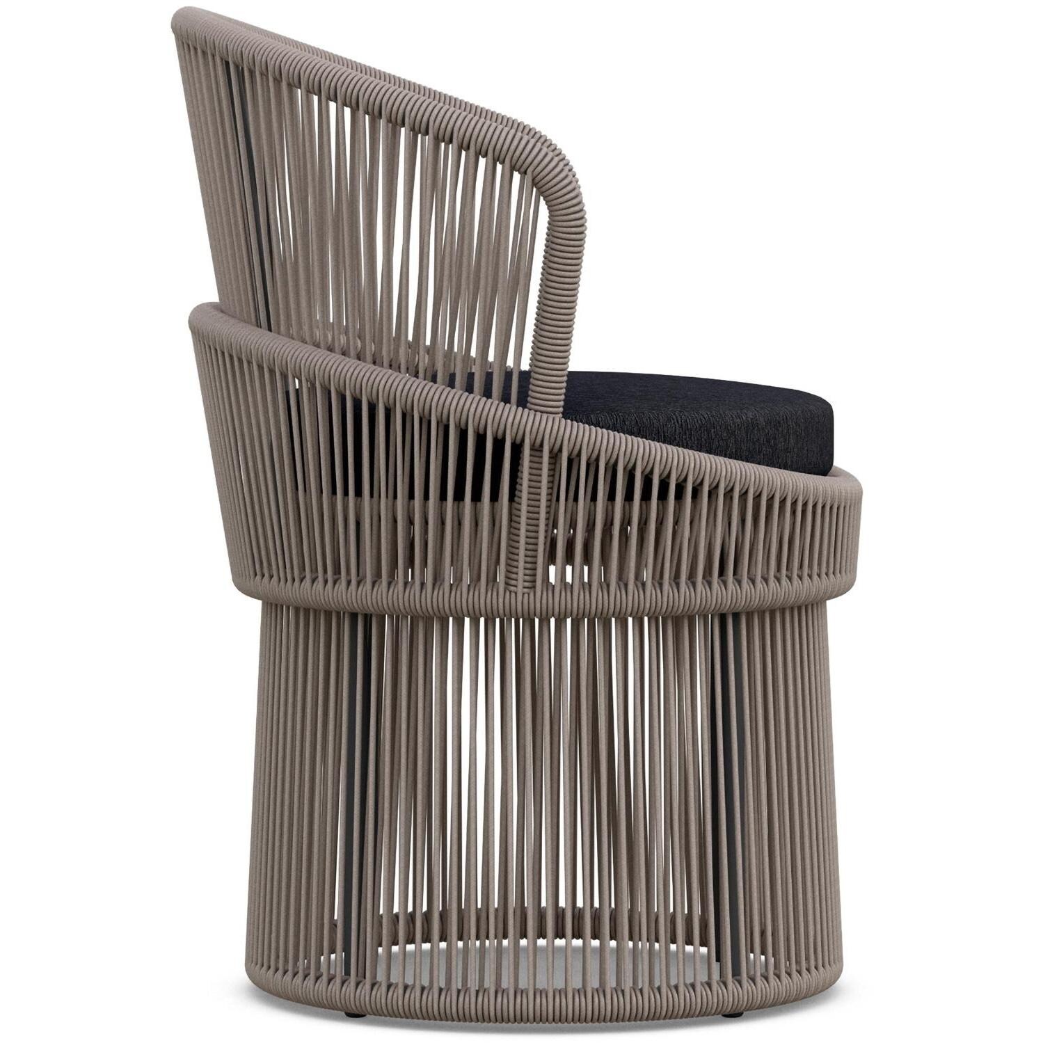 Azzurro Living Palma Woven Rope Dining Chair in Mocha/Midnight - Side - White Background thumbnail