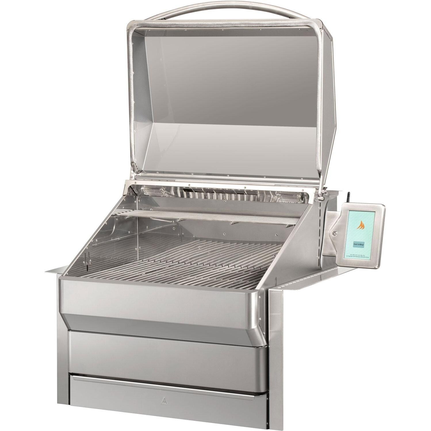 Memphis Grills VGB0001S Pro ITC3 28-Inch Built-In Pellet Grill - Angled View With Hood Open thumbnail
