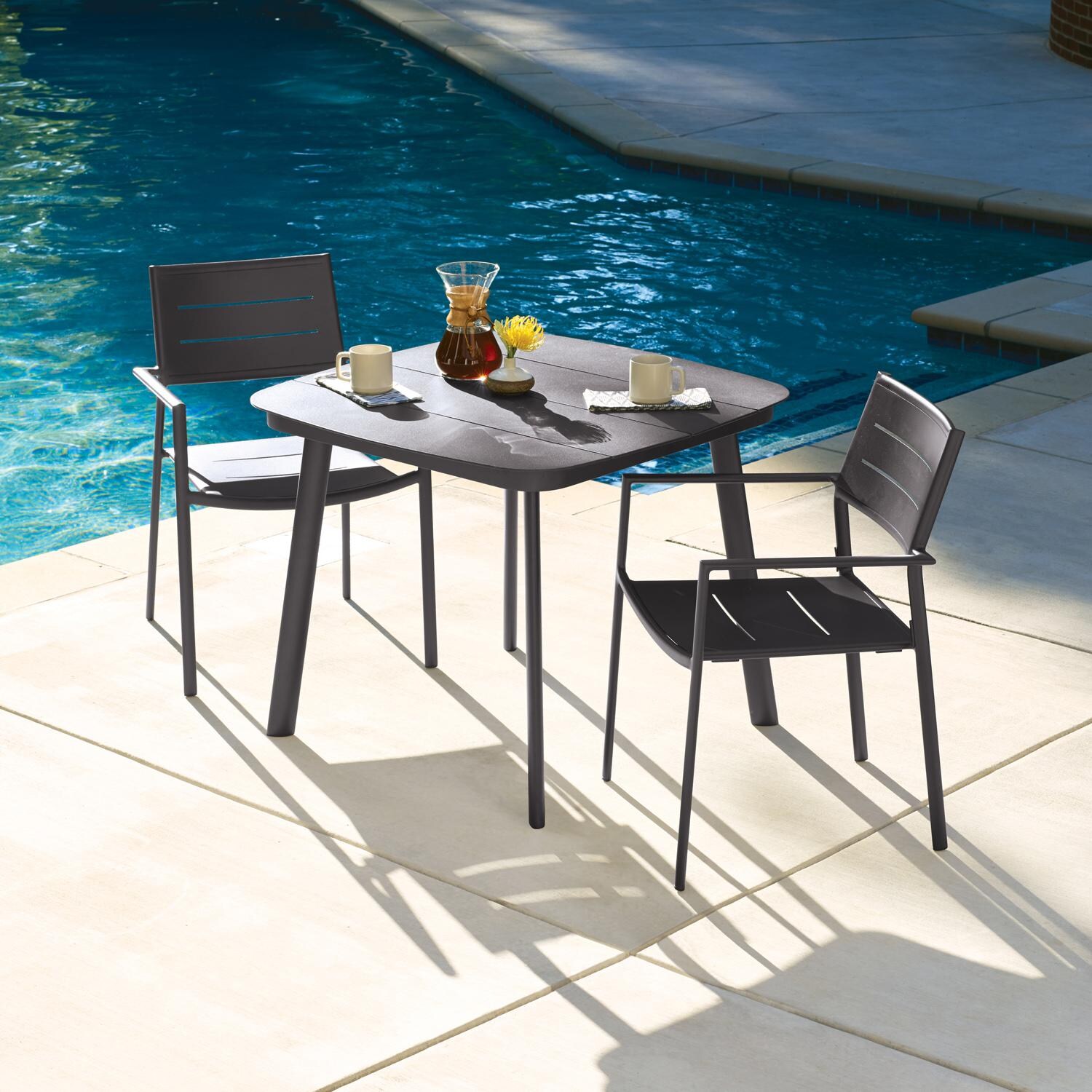 Oxford Garden Eiland 36 Inch Carbon Aluminum Dining Table - Poolside thumbnail