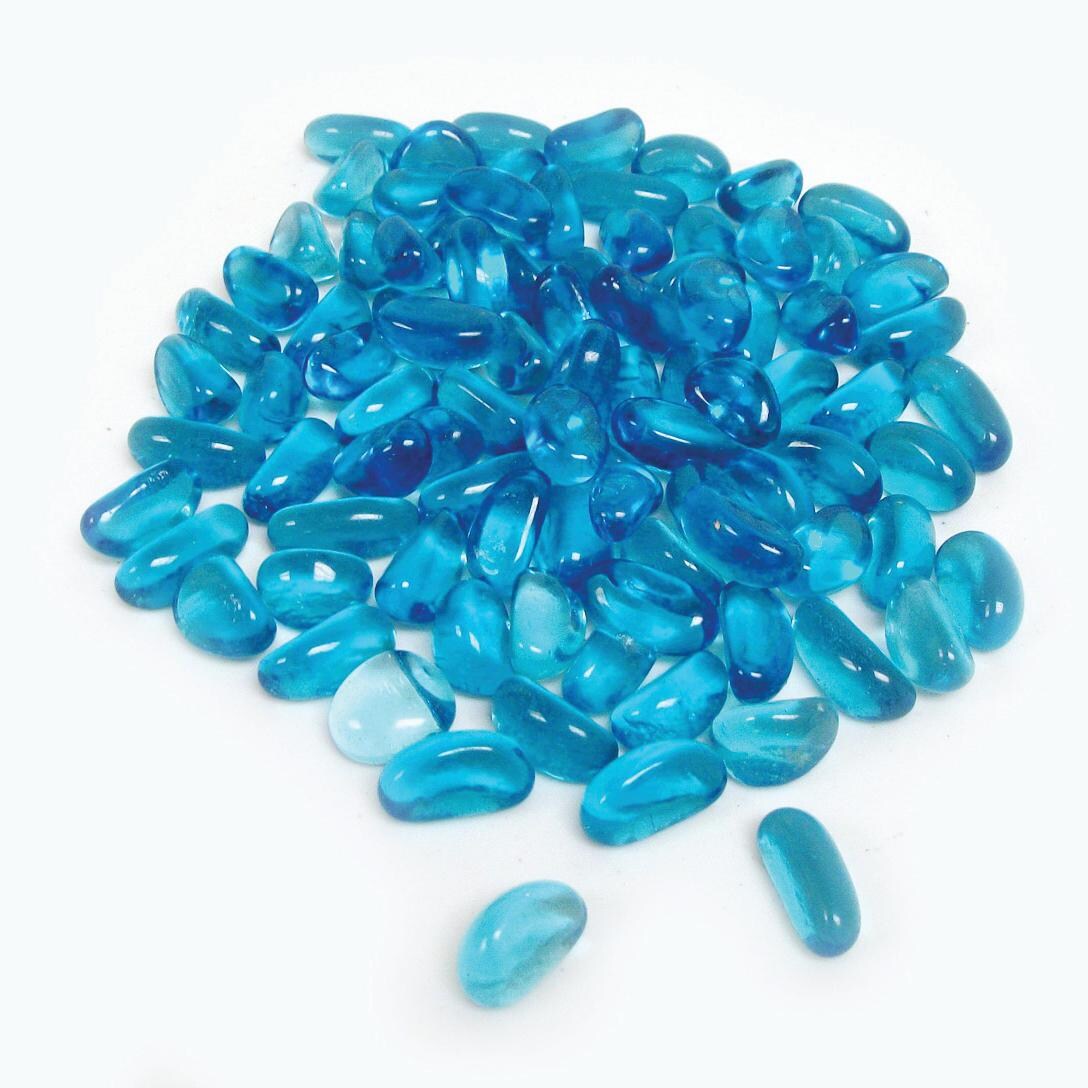 Enhance A Fire Lagoon Blue 1-Inch Jellybean Fire Glass - 5 Lbs thumbnail