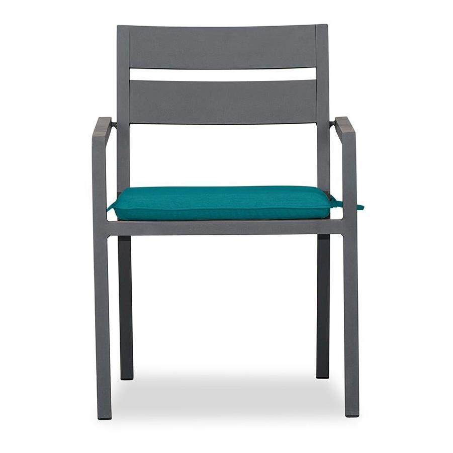 Calm Bay Aluminum Dining Arm Chair in Slate/Spectrum Peacock by Lakeview Outdoor Designs - Front - White Background thumbnail