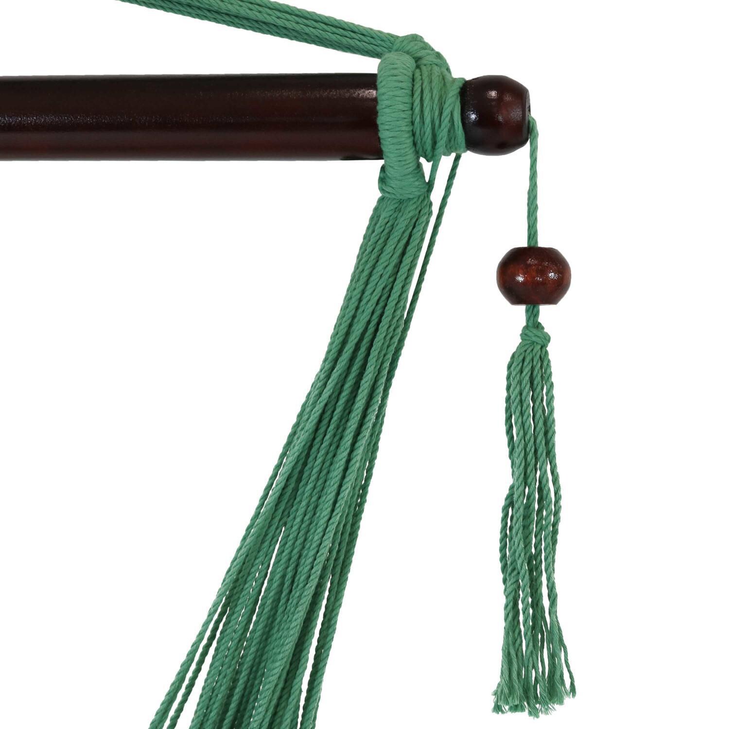Ultimate Patio Extra Large Hanging Caribbean Hammock Chair - Jungle Green - Support Bar Detail thumbnail