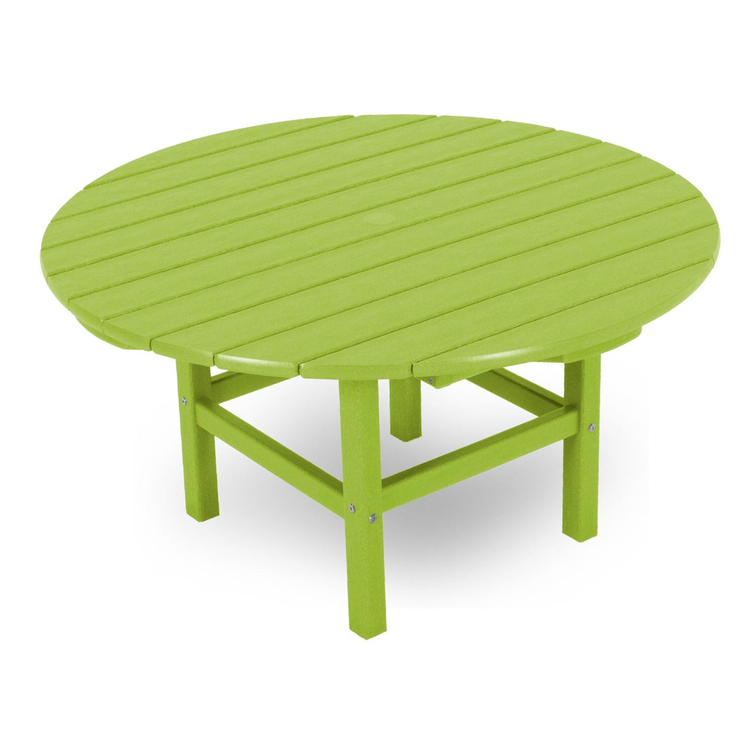 38 Inch Round Recycled Plastic Coffee Table in Lime by POLYWOOD
