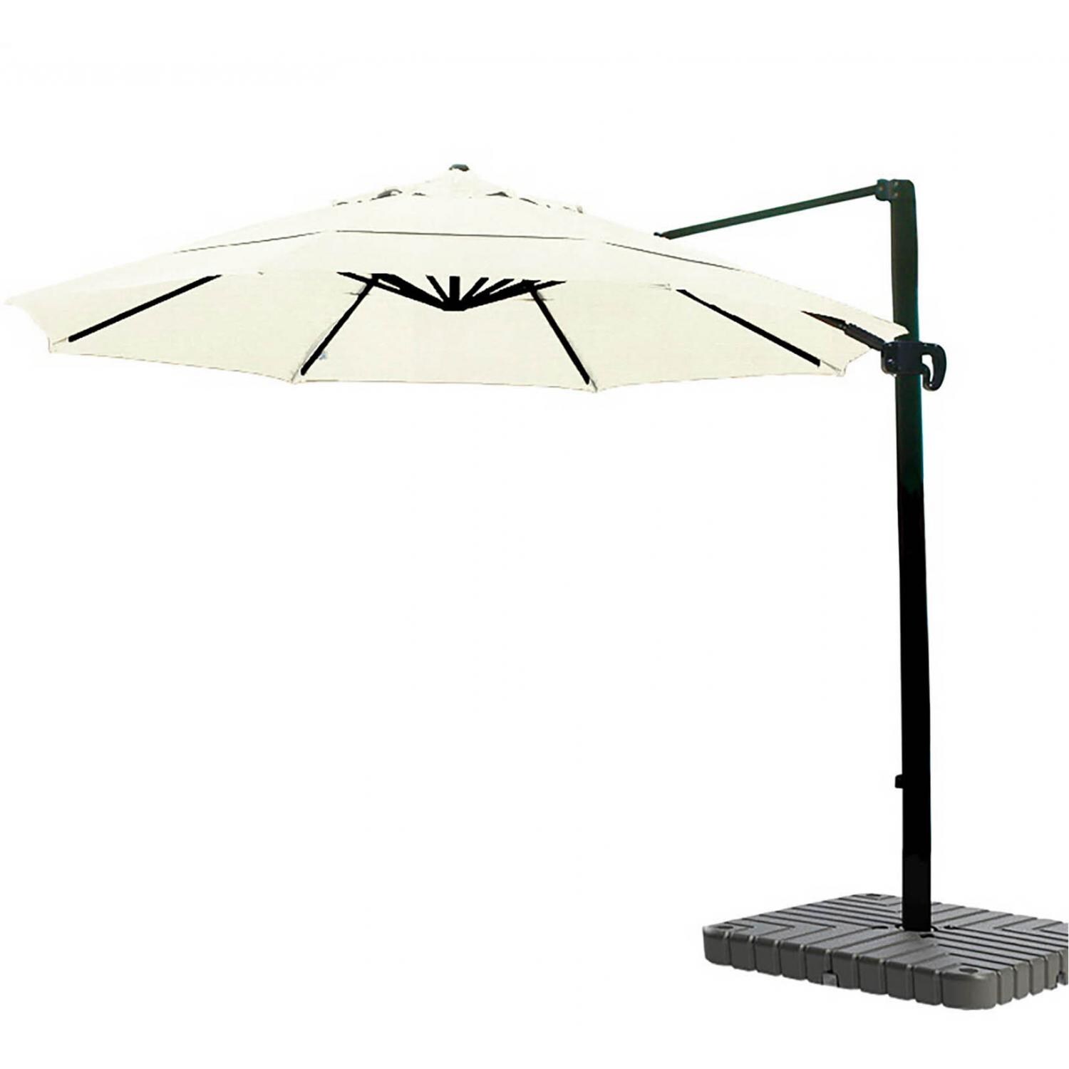 cobana patio umbrella Cobana Patio Umbrella Base with Lockable Wheels, Heavy-Duty Stand Resin Weights for Outdoor Market Umbrella, 52lbs, Rattan Design, Black