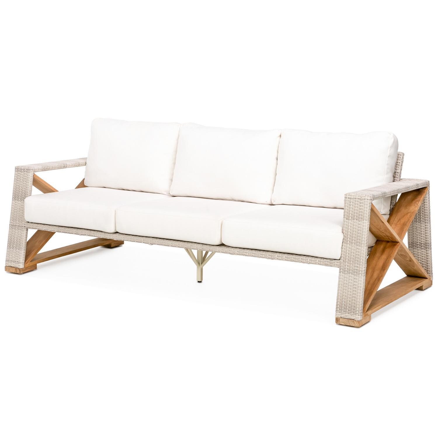 Teak + Table Caicos Sofa in Natural - Angled View - White Background thumbnail