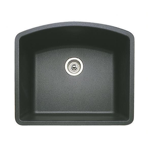 Blanco Diamond 24 X 20 Silgranit II Single Bowl Undermount Sink - Anthracite - 440174 (Shown With Drain - Not Included) thumbnail