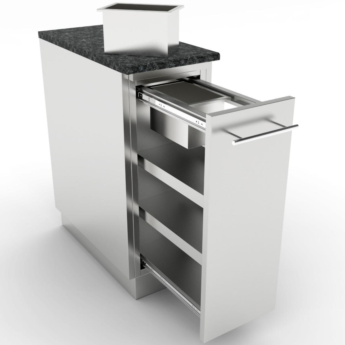 Sunstone SBC12SSRD 12-in Outdoor Kitchen Spice Rack Island Cabinet - Shown Finished With Countertop & End Panels (Not Included) - White Background thumbnail