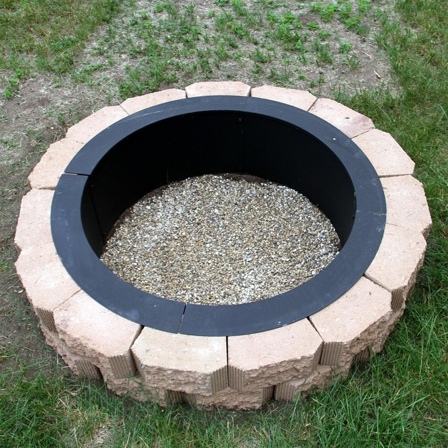 Ultimate Patio NB-FPRHD39 45 Inch Round Steel Wood-Burning Fire Pit Enclosure - Lit Flame Detail - White Background thumbnail