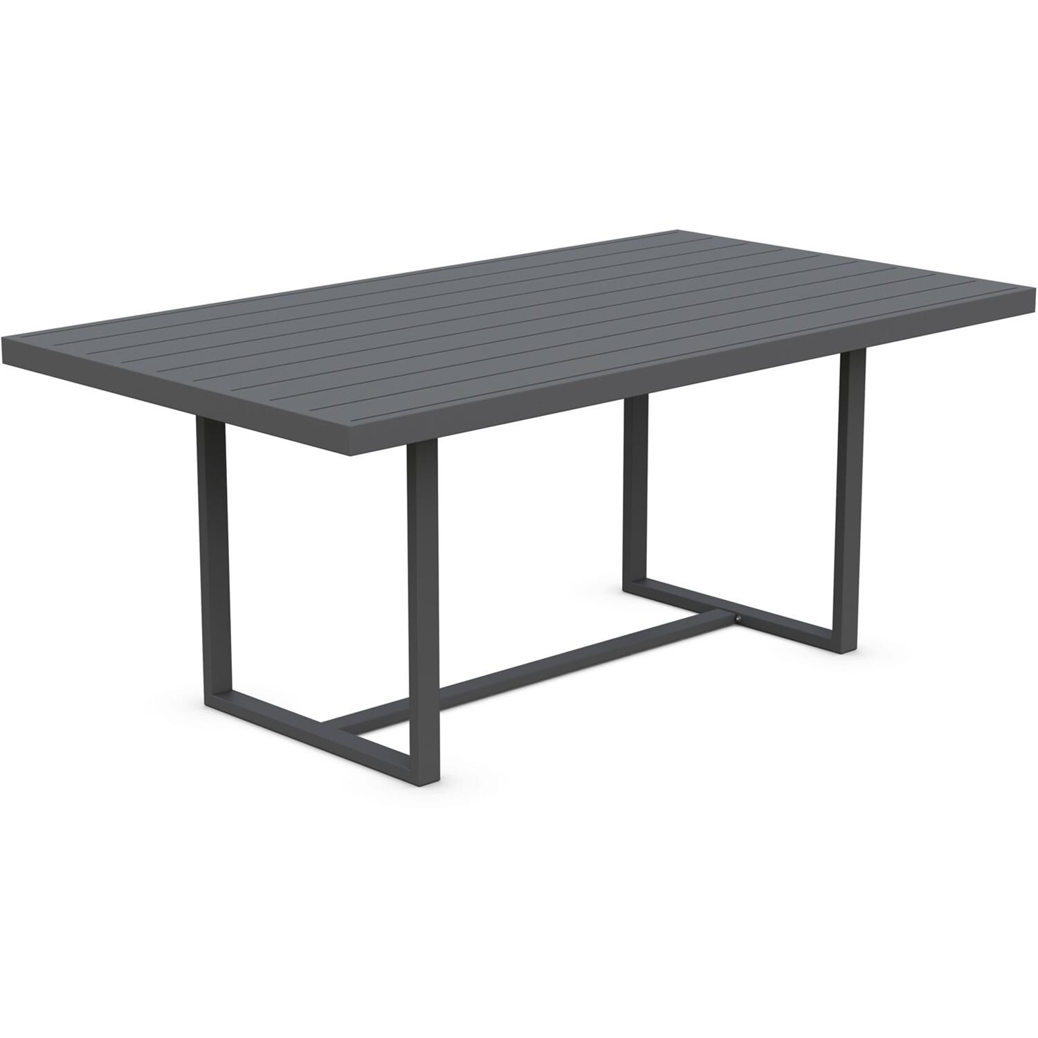 Azzurro Living Pavia 71 Inch Charcoal Aluminum Dining Table - Angled - White Background thumbnail