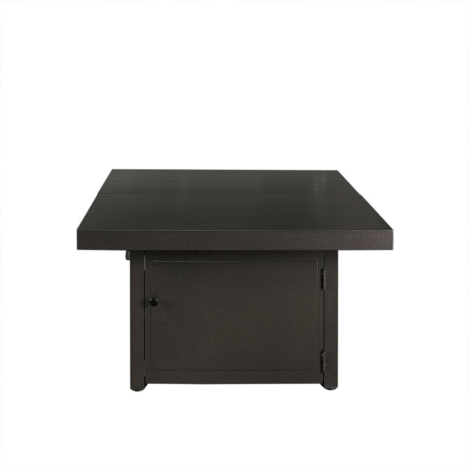 Plank and Hide 42 inch Functional Modern Square Aluminum Fire Pit in Brown - 90006-BRO-1-BRO-3 - Side Closed thumbnail