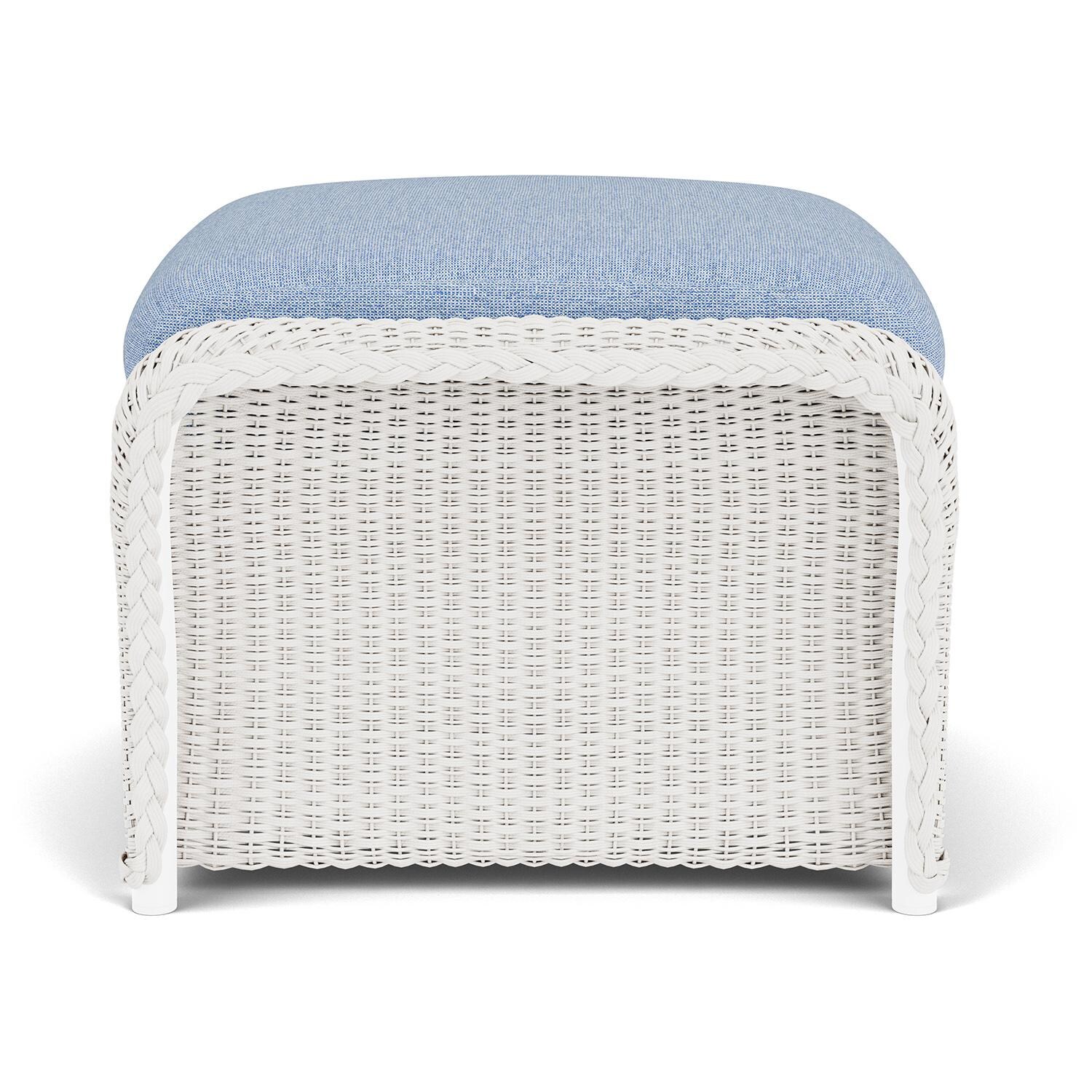 Lloyd Flanders Weekend Retreat Woven Ottoman in White Finish W/ Demo Skyway Fabric - Side thumbnail