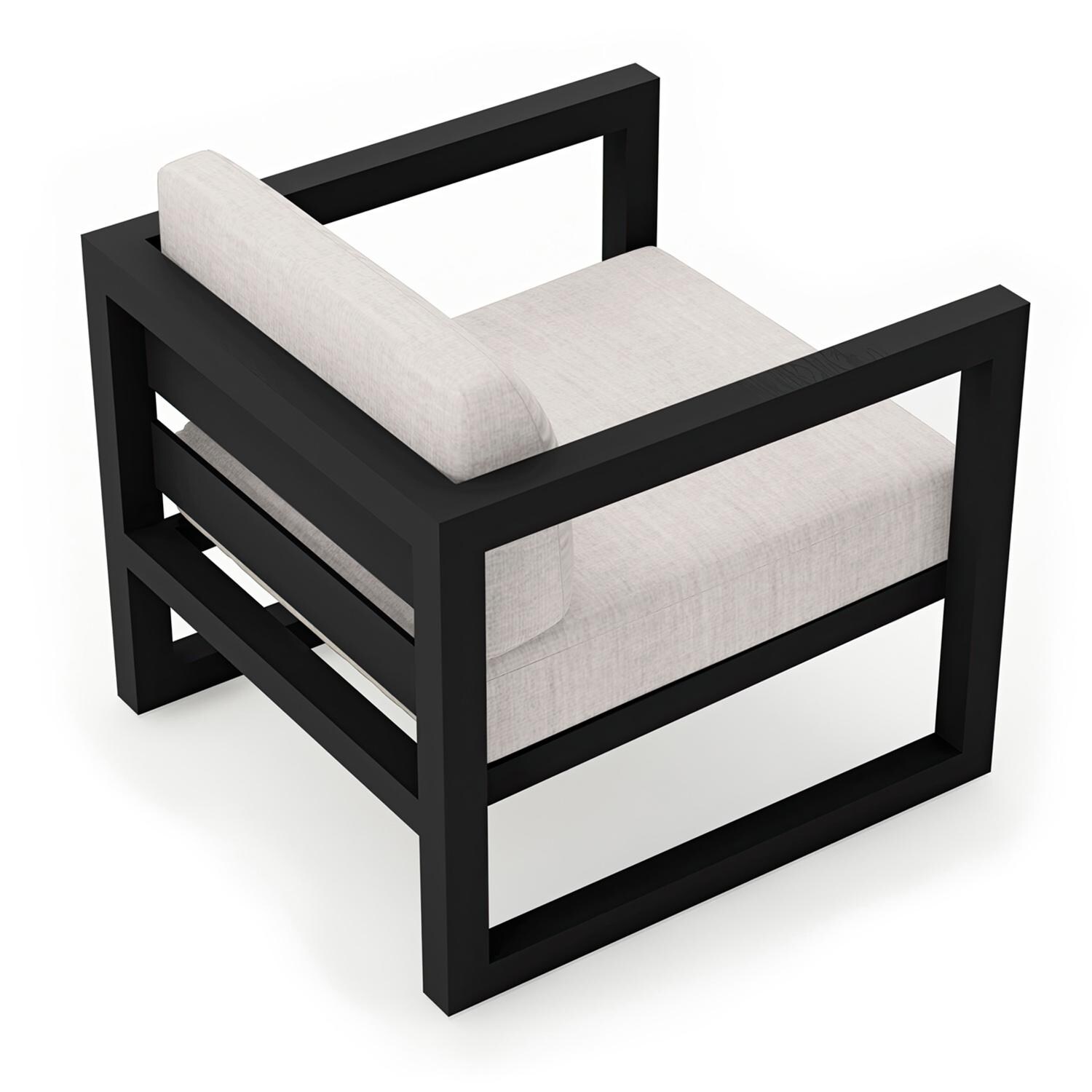 Lakeview MSTYCV-BK-CC-CS Misty Cove Aluminum Club Chair in Black w/Cast Silver Cushions by Lakeview Outdoor Designs - Angled Back - White Background thumbnail