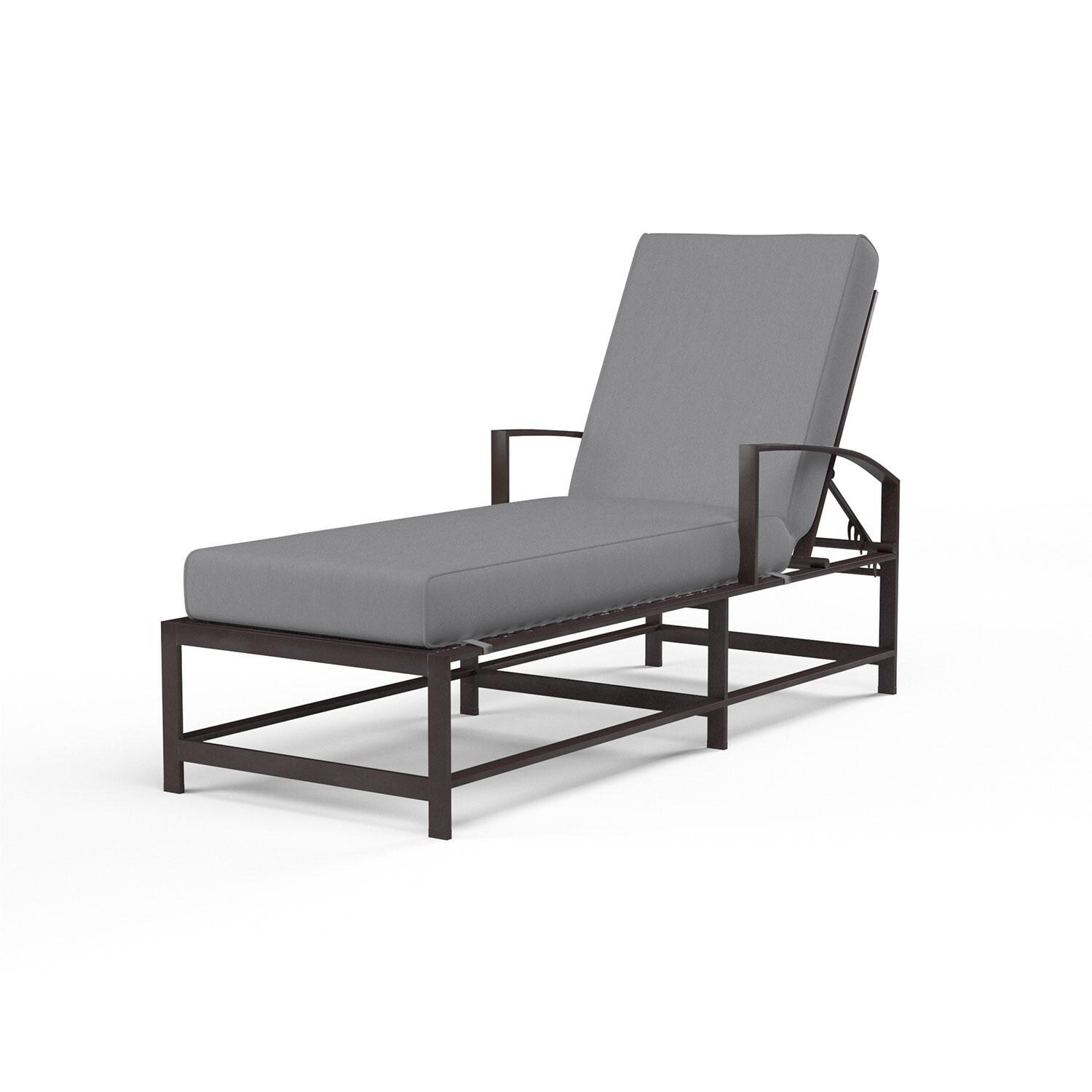 La Jolla Aluminum Patio Chaise Lounge in Canvas Granite w/ Self Welt By Sunset West