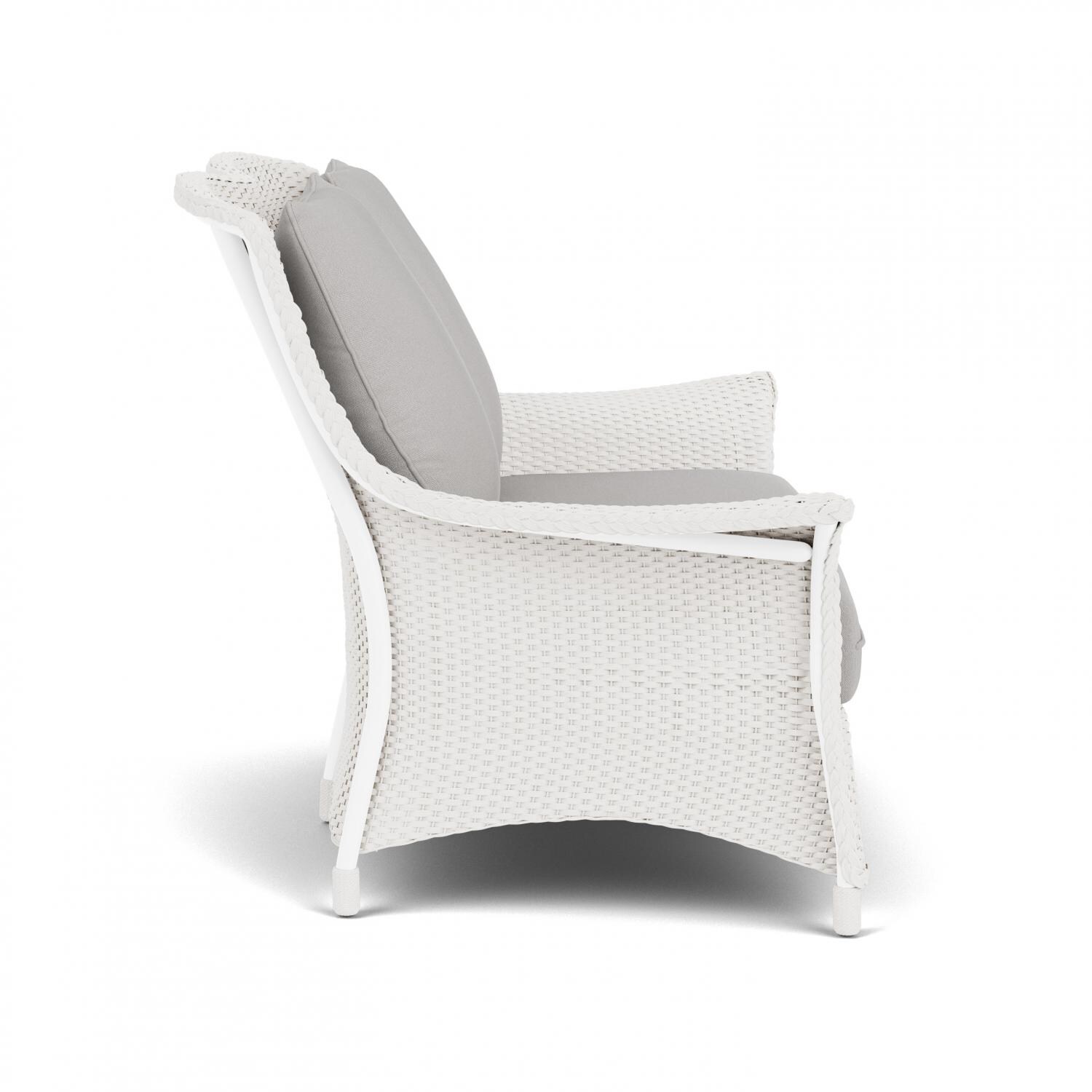 Lloyd Flanders Mandalay Loveseat in White Finish with Tundra Dove fabric - Side thumbnail