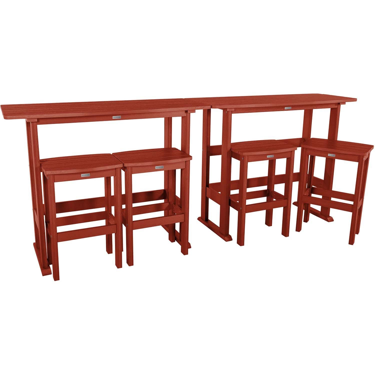 Hart Lane 6 Pc Recycled Plastic Bar Height Dining Set in Rustic Red By Lakeview Outdoor Designs - White Background thumbnail