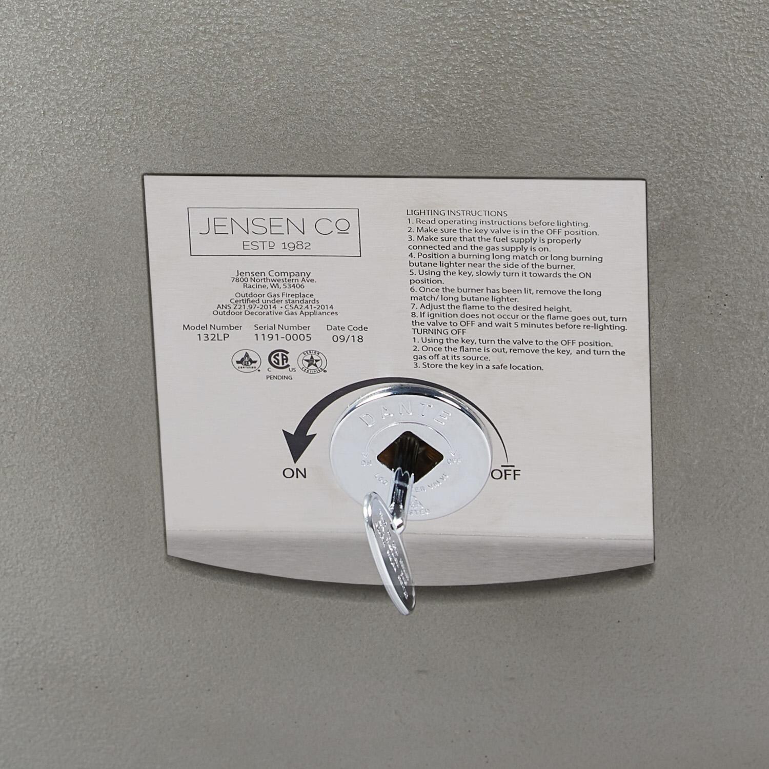 Dustyview 38 Inch Round Glass Fiber Reinforced Concrete Natural Gas Fire Bowl in Shade by BBQGuys Signature - Control Panel - Detail thumbnail