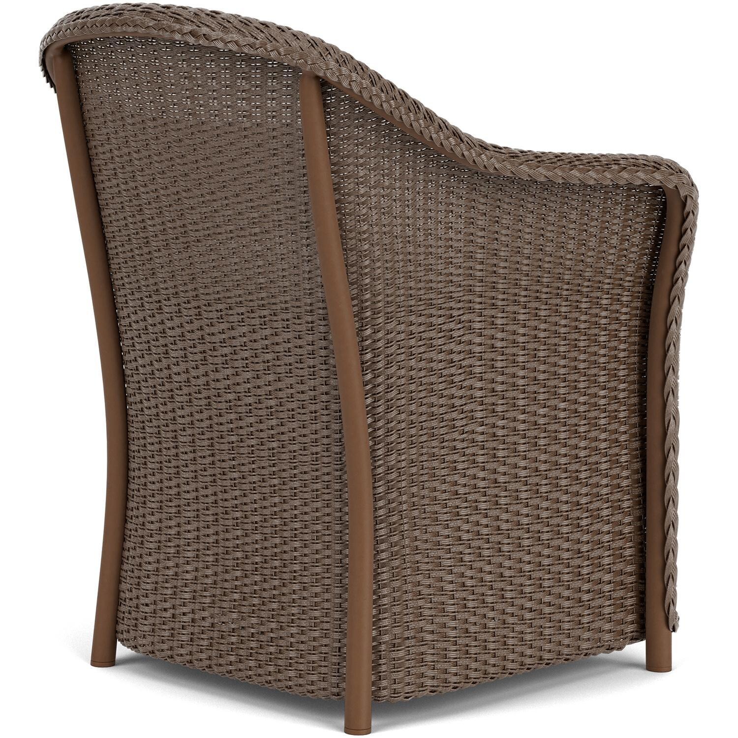 Lloyd Flanders Weekend Retreat Dining Armchair in Bark Finish W/ Remy Cloud Fabric - Back Right thumbnail