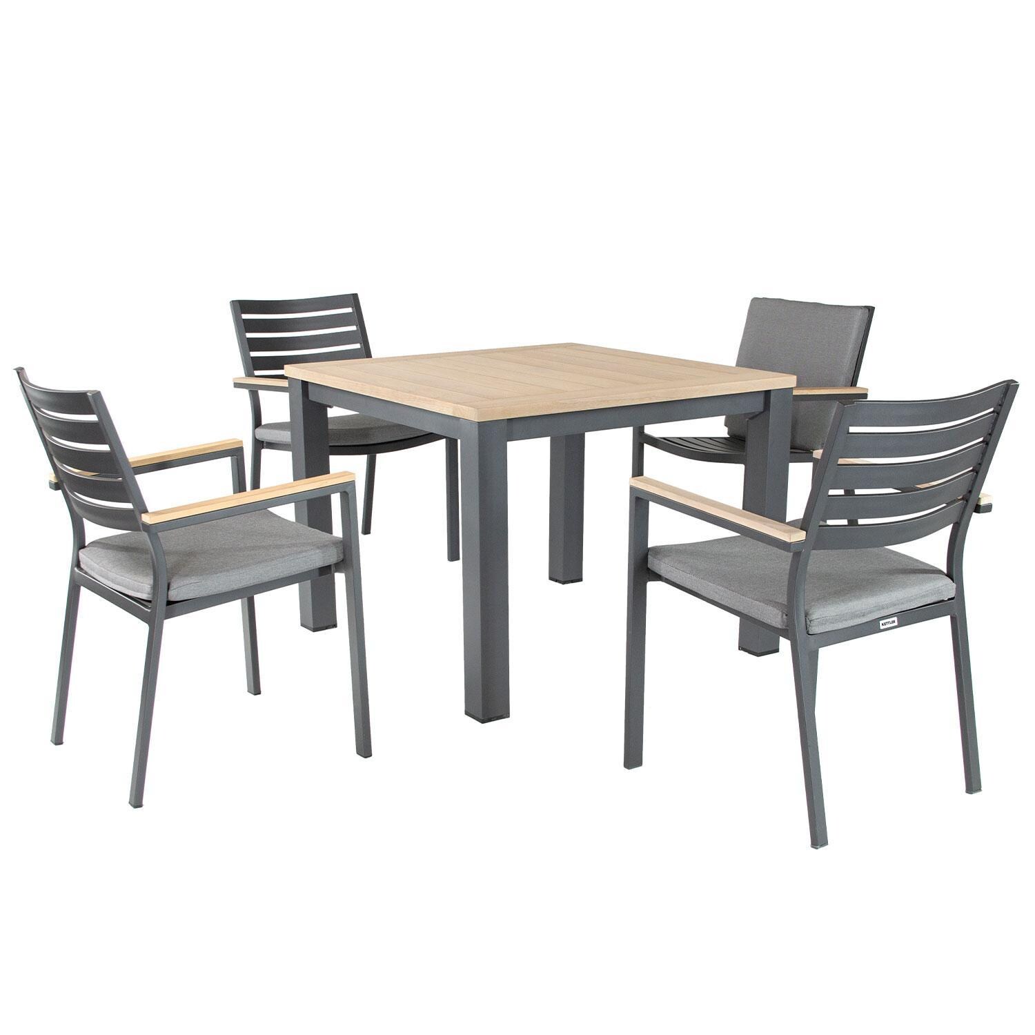Elba 5 Pc Aluminum/Teak Dining Set By KETTLER - Display - White Background thumbnail